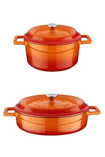 Lava Trendy Döküm Yuvarlak 2 Li Set 20cm Derin + 24cm Basık Tencere Set