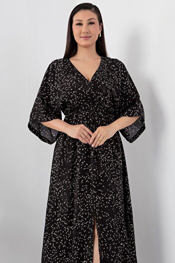 PULLIMM Viscose Double-breasted Collar Dress - VRN7625