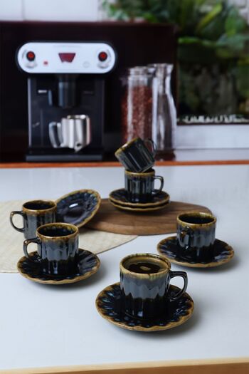 Keramika Shizen Sirius Brown Black Set - 12 Pieces 6 Person Q29