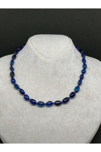 Aksesuar Kehribar Bebek Kolyesi Blue Color Mavi