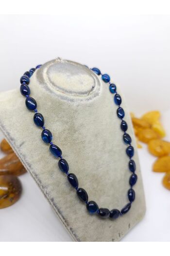 Aksesuar Kehribar Bebek Kolyesi Blue Color Mavi