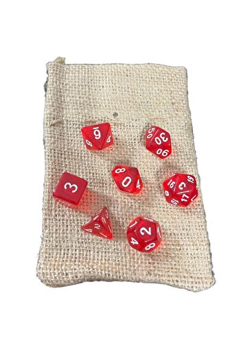 Le Majeur DND Frp Zar Seti 7li Set Dnd Zarı Dungeons And Dragons Masaüstü Oyun Zarı Şeffaf Kırmızı KESE HEDİYE