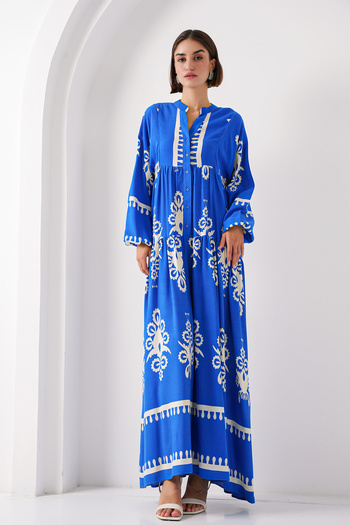Bigdart Φόρεμα 2423 Μοντέλο Λευκό Navy Blue με αυθεντικό σχέδιο