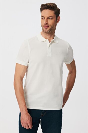 Lee Cooper Twins Men's 100% Cotton Polo Neck T-Shirt Ecru
