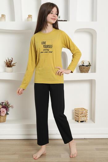Akbeniz Girl's Combed Cotton Pajama Set - 20420
