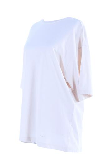 Plistre Beige Boyfriend Overshise Basic T-Shirt with Short Sleeve and Straight Kind