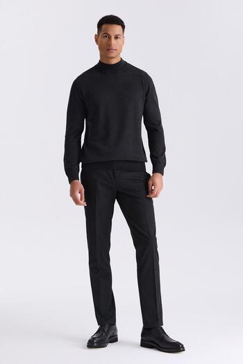 Jakamen Anthracite Slim Fit Half Turtleneck Knitwear Sweater