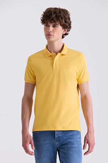 Jakamen Yellow Slim Fit Polo Neck T-Shirt
