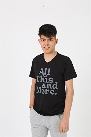 Akbeniz Erkek Genç Garson Boy Kısa Kol Siyah Penye Şortlu Pijama Takımı 20377