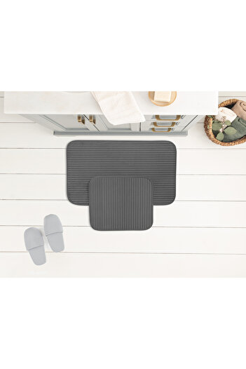 Madame Coco Mathılda 2-piece Bath Mat - Anthracite - 50x80 Cm