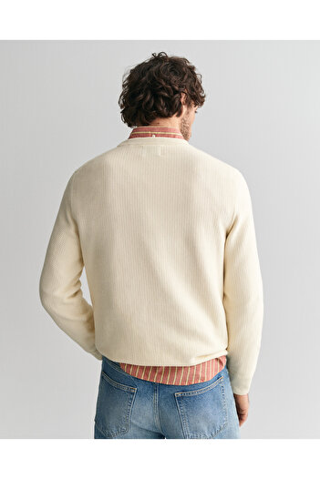Gant Erkek Krem Regular Fit Bisiklet Yaka Kazak