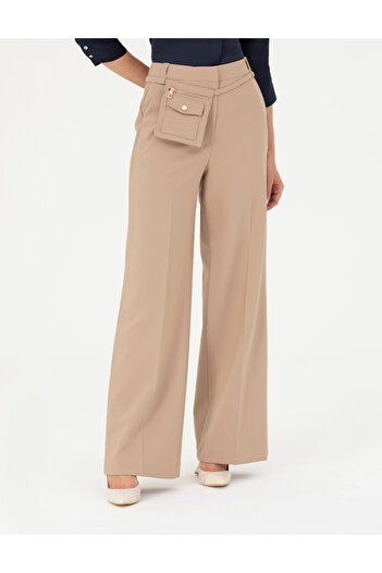 Pierre Cardin Beige Palazzo Fabric Trousers 50273084-Vr011