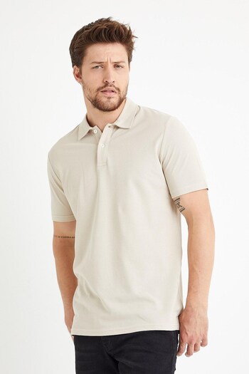 odelon Men's Beige Polo Neck T-Shirt - Basic Regular Fit