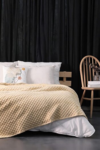 FAVORA Mink Tomurcuk Double Blanket - Beige