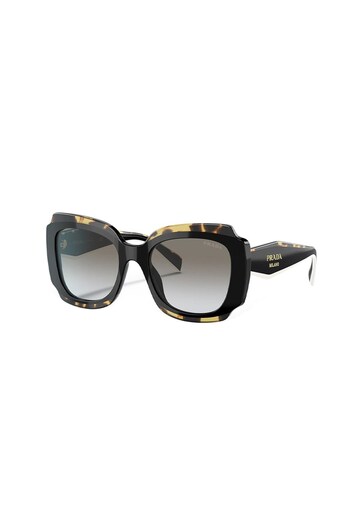Prada Woman Irregular Sunglasses- Pr 16ys - Lense Size:52mm - Black/havana