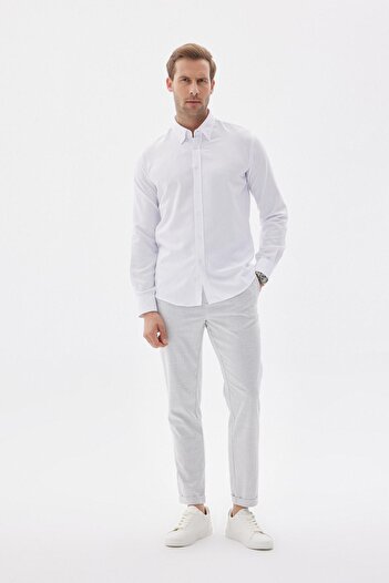 odelon Чоловіча біла сорочка Slim Fit Oxford - Легко прасується, Mars36