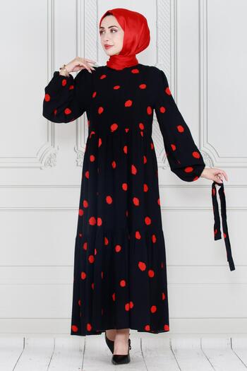 Sevitli Red Polka Dot Princess Model Dress