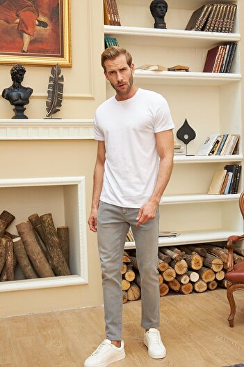 odelon Ανδρικό λευκό μπλουζάκι Crew Neck Slim Fit - 100% βαμβάκι