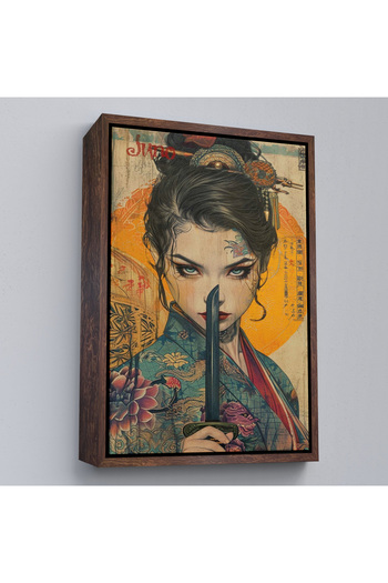 indispensablely Framed Warrior Japanese Woman Painting-7767
