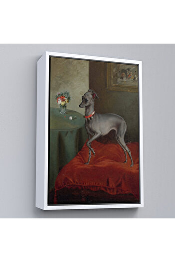 indispensablely An Italian Greyhound on a Red Pillow with Frame Tablo-8061