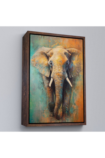 indispensablely Framed Walking Elephant Painting-7505