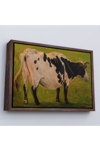 N NOXXO Carlo Dalgas with Wooden Frame - Black and White Holstein Cow Painting-7058