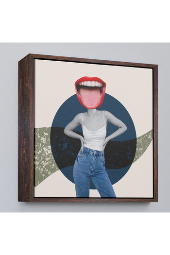 N NOXXO Smiling Woman Painting with Jeans and Trousers in Wooden Frame-8366