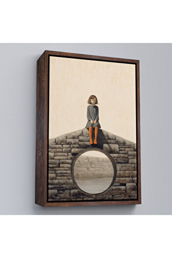 indispensablely Frameless Girl Sitting on the Wall Painting-7535