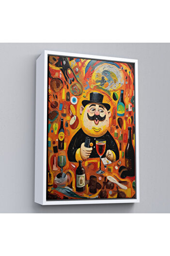 indispensablely Fat Man Drinking with Frame Painting-8002