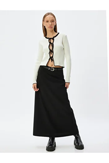 Koton Knitwear Cardigan Bow Tie Detailed Long Sleeve Basic