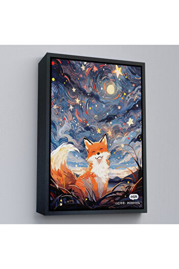 indispensablely Framed Painting of Abstract Yellow Fox in the Forest-7839
