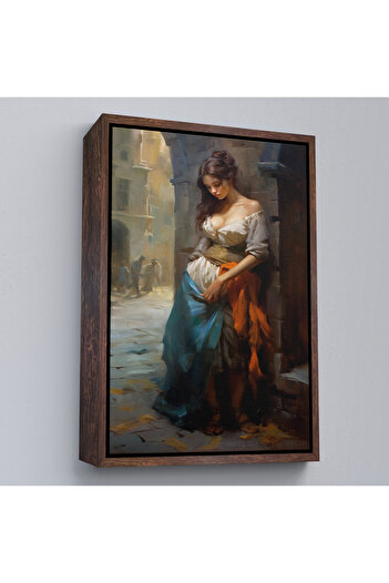 indispensablely Beautiful Sad Woman in the Corner with the Frame-7707