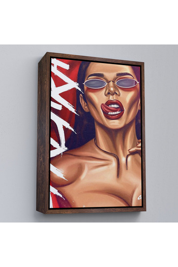 N NOXXO Women's Table with Wooden Frame and Glasses