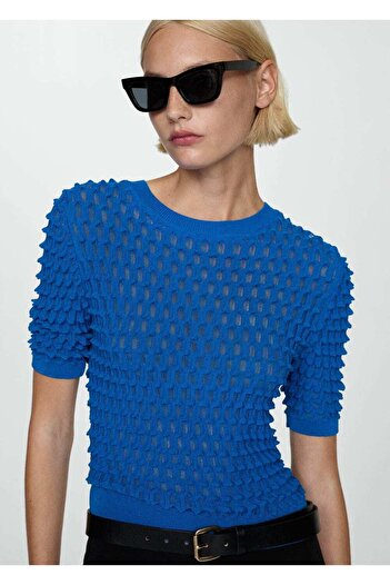 MANGO Woman Pulover texturat cu maneca scurta