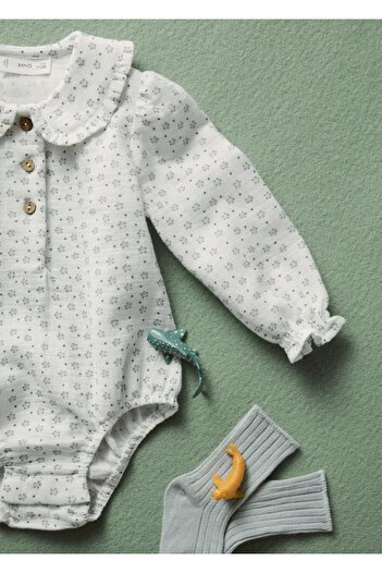 MANGO Baby Desenli pamuklu tek parça tulum