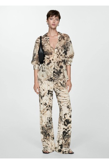MANGO Woman Semi Sheer Leopard Print Shirt