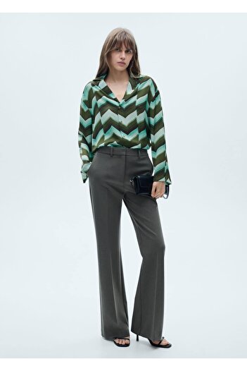 MANGO Woman Patterned Draped Shirt