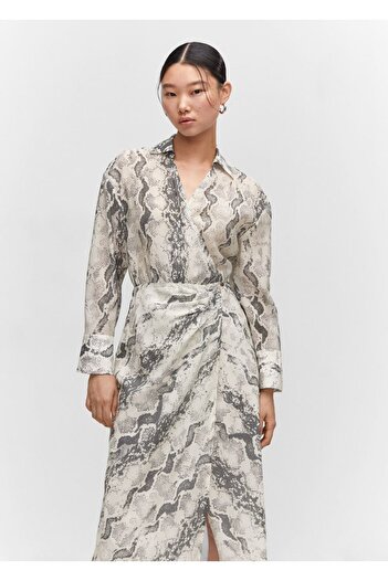 MANGO Woman Snake patterned lyocell dress