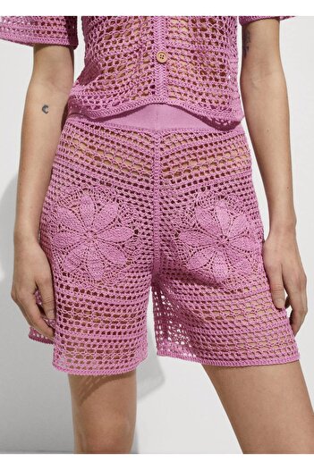 MANGO Woman Crochet Flower Shorts