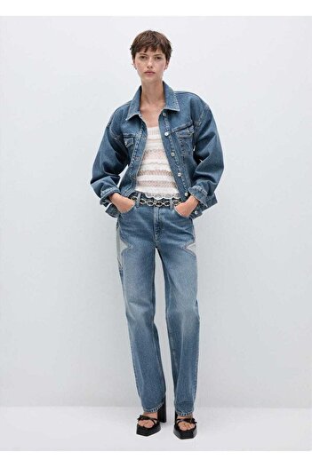 MANGO Woman Palton din denim stea