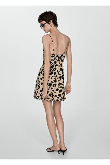 MANGO Woman Kısa leopar desenli elbise