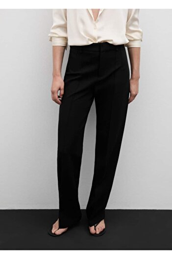 MANGO Woman Straight Cut Trousers with Decorative Stitching
