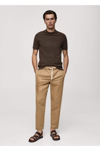 MANGO Man Slim fit linen drawstring waist trousers