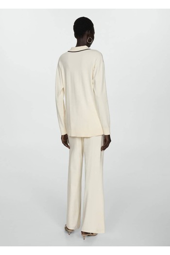 MANGO Woman Kontrast Şeritli Oversize Hırka