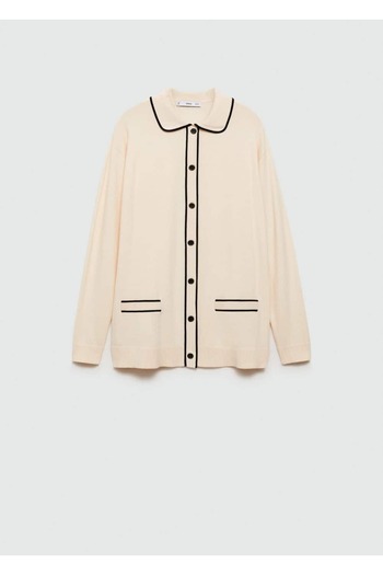MANGO Woman Kontrast Şeritli Oversize Hırka