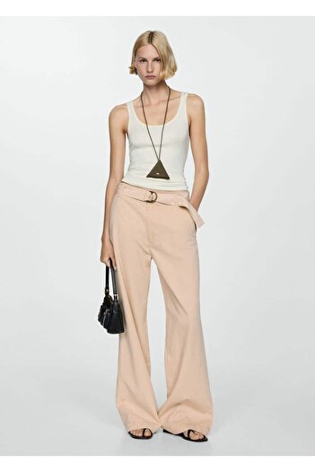 MANGO Woman Waistband Wideleg Jeans