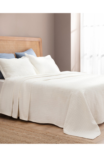 Madame Coco Berthe Double Bedspread - White Yacht Collection