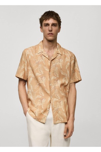 MANGO Man Patterned Draped Regular Fit Shirt