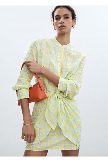 MANGO Woman Checked bow dress
