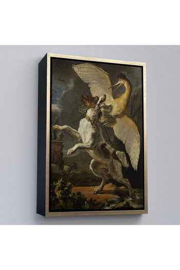 indispensablely Framed Abraham Hondius - Dog Fighting a Bird Painting - Dog Fighting a Heron-7281